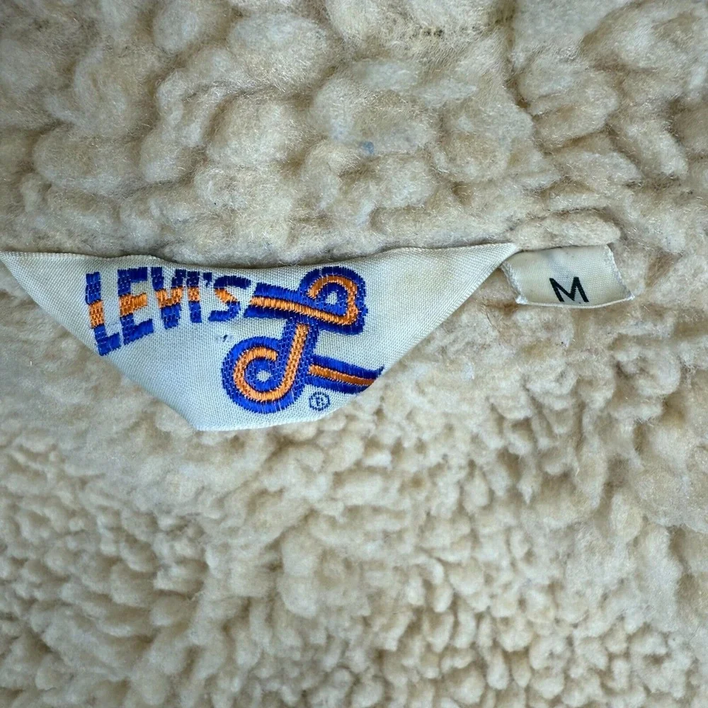 Vintage Levis Jacket Womens‎ Medium Blue Denim 70s Orange Tab Big E Trucker USA
